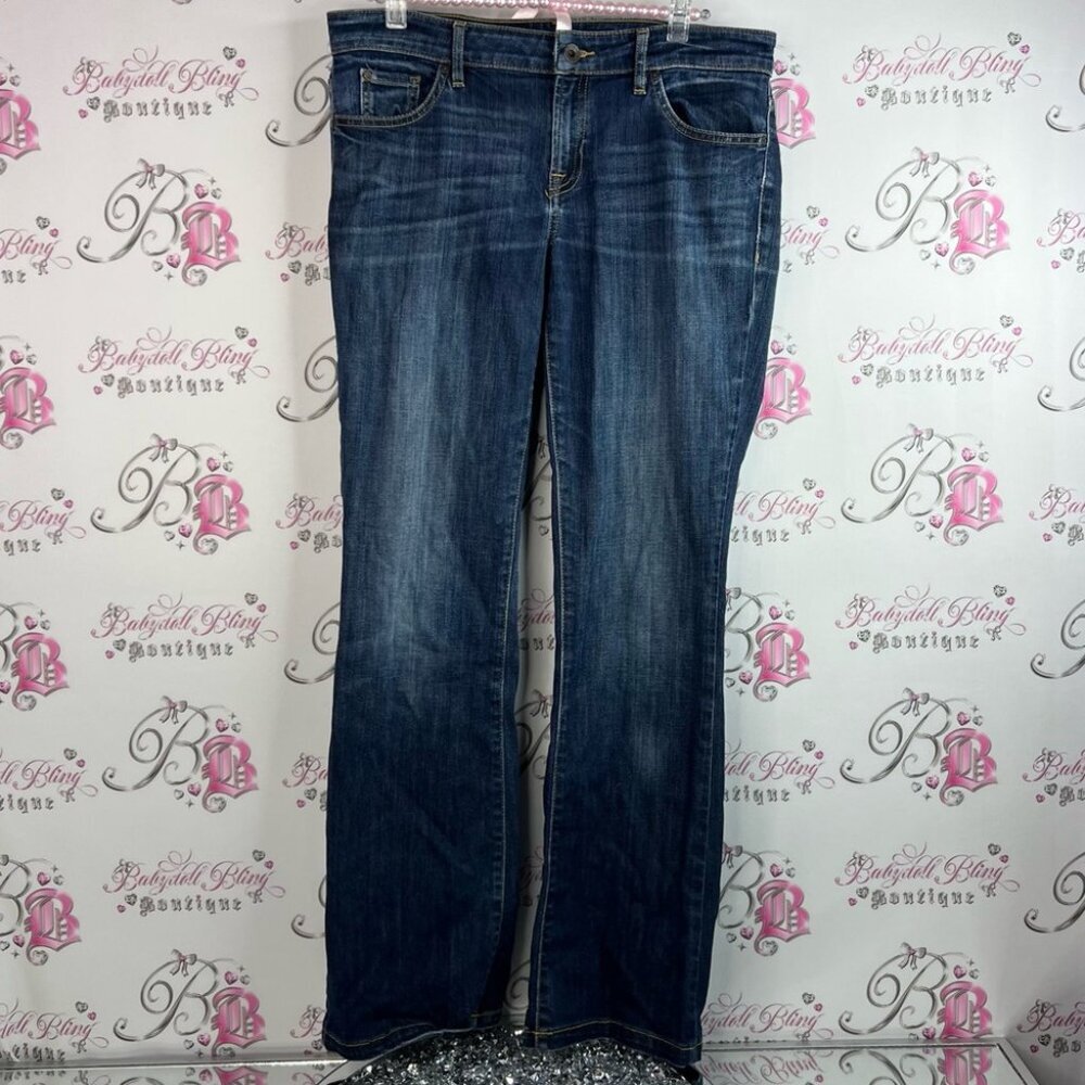 Guess boot mid denim pants logo pocket Women's Dark Blue Boot Cut Jeans